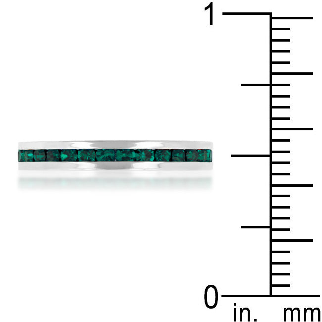 LOVCIA Elegant Emerald Crystal Channel-Set Eternity Band