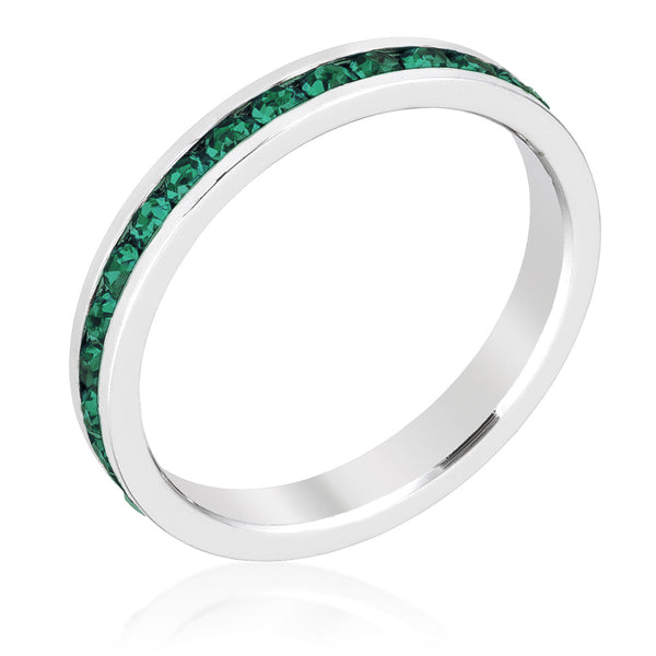 LOVCIA Elegant Emerald Crystal Channel-Set Eternity Band