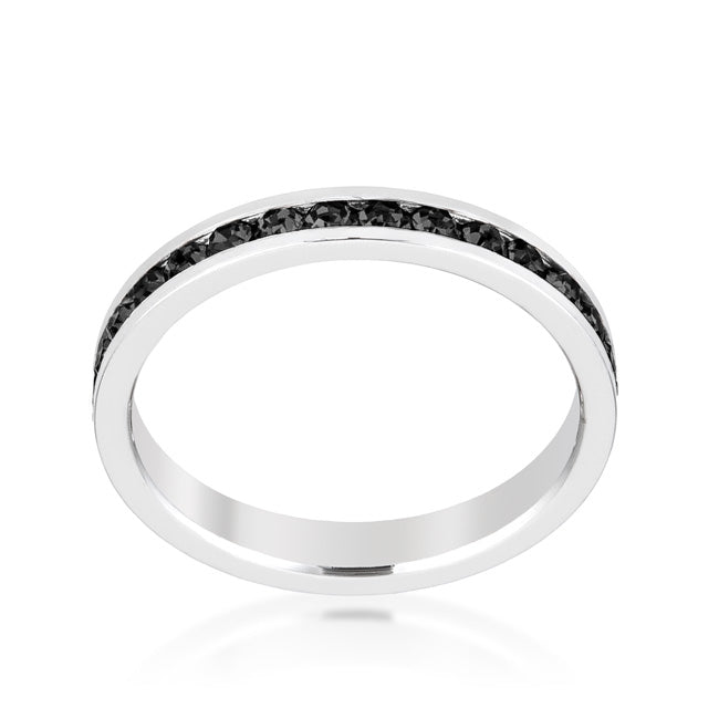 LOVCIA Elegant Regal Splendor Jet Black Crystal Eternity Ring