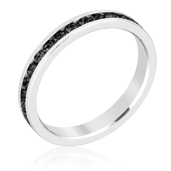 LOVCIA Elegant Regal Splendor Jet Black Crystal Eternity Ring