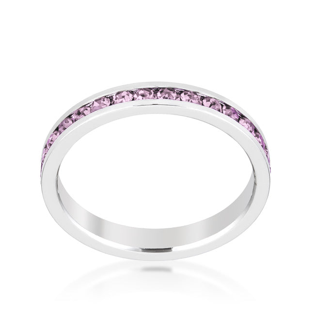 LOVCIA Lavender Crystal Eternity Band with Rhodium Plating