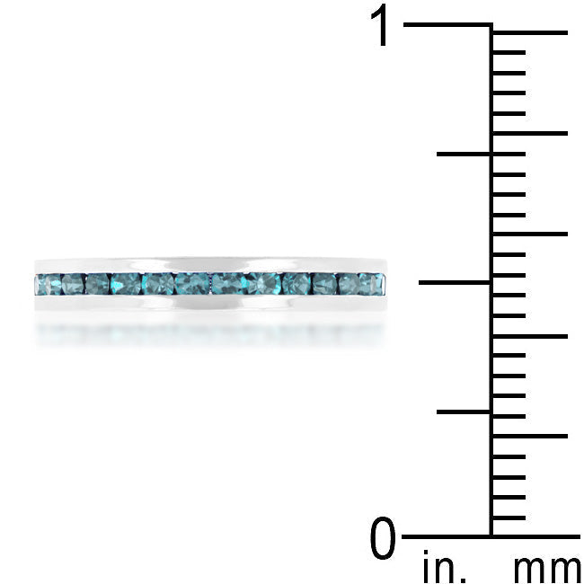 LOVCIA Elegant Aquamarine Eternity Band with Rhodium Shine