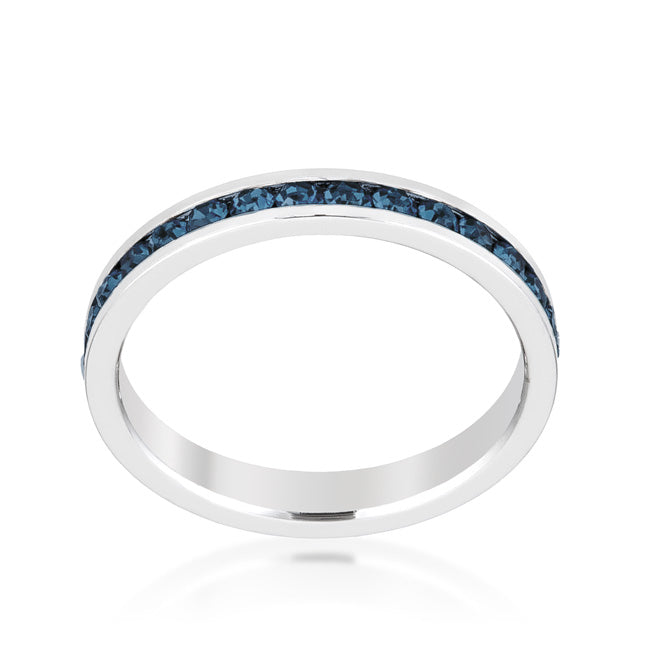 LOVCIA Elegant Eternity Band with Montana Blue Crystal Ring