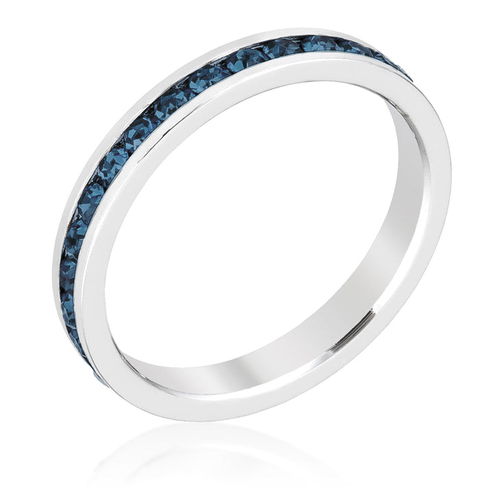 LOVCIA Elegant Eternity Band with Montana Blue Crystal Ring