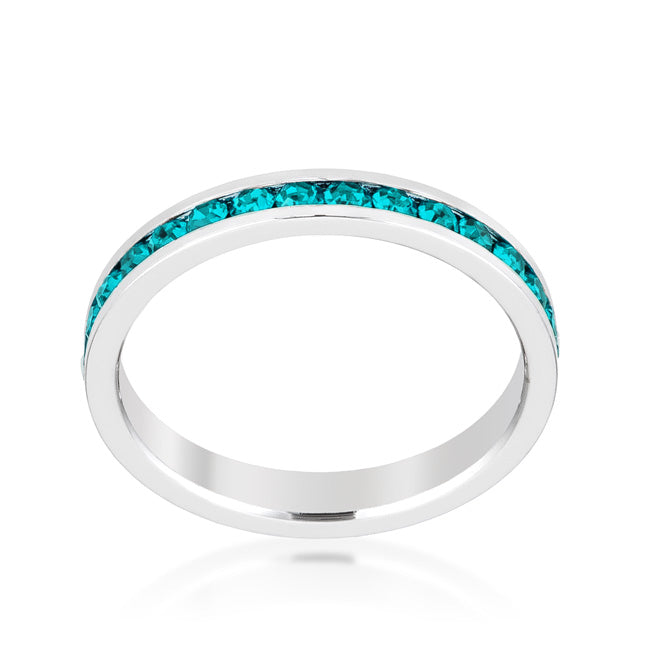 LOVCIA Turquoise Crystal Eternity Band with Rhodium Plating