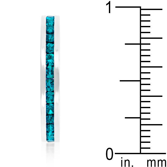 LOVCIA Turquoise Crystal Eternity Band with Rhodium Plating