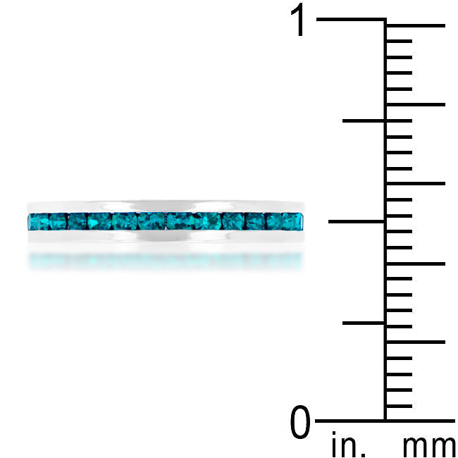 LOVCIA Turquoise Crystal Eternity Band with Rhodium Plating