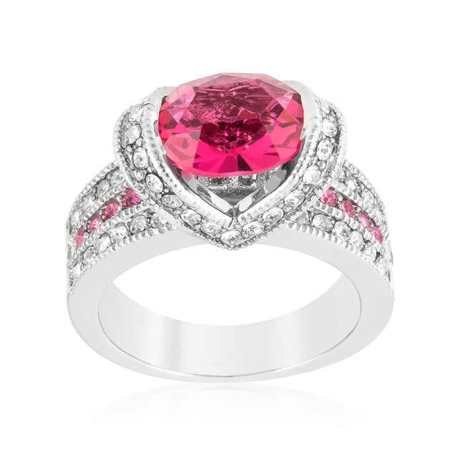 LOVCIA Mystic Red Cubic Zirconia Oval Ring