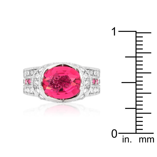 LOVCIA Mystic Red Cubic Zirconia Oval Ring