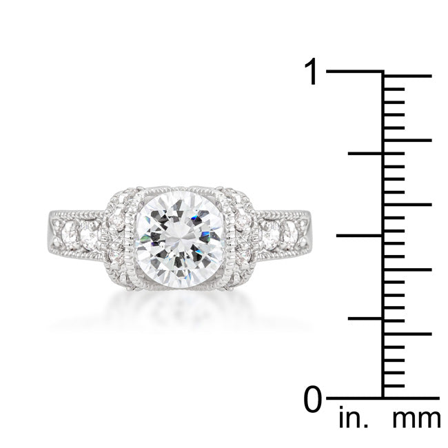 LOVCIA Radiant Silver-Tone Tension Set Cubic Zirconia Engagement Ring