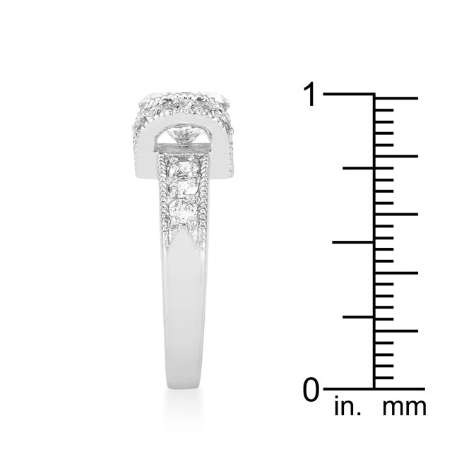 LOVCIA Radiant Silver-Tone Tension Set Cubic Zirconia Engagement Ring