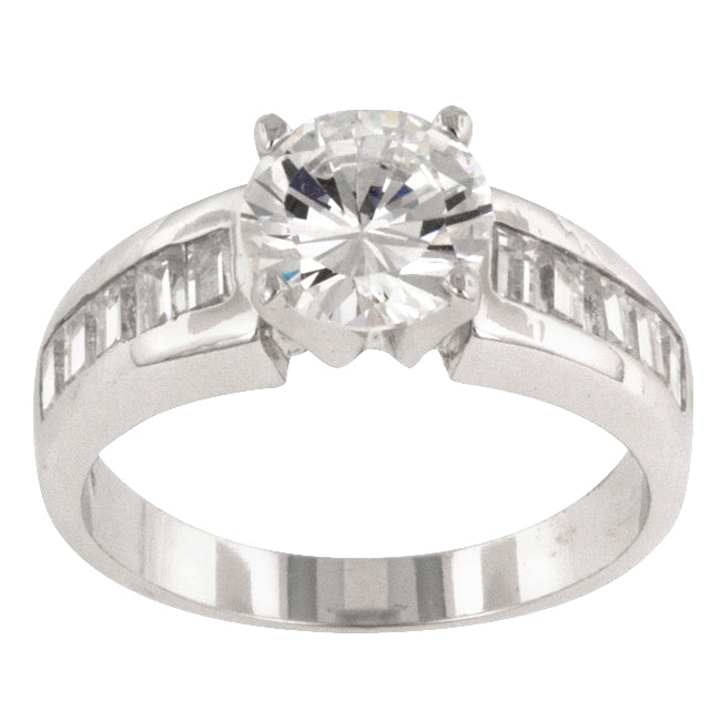 LOVCIA Pure Radiance Platinum-Luster Cubic Zirconia Engagement Ring