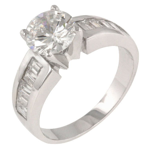 LOVCIA Pure Radiance Platinum-Luster Cubic Zirconia Engagement Ring