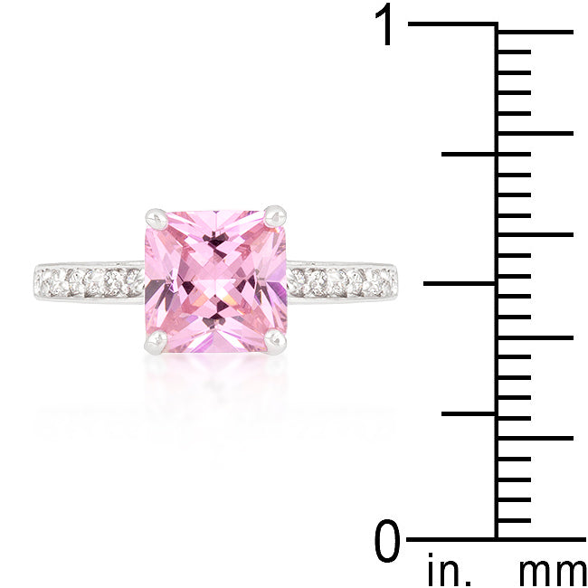 LOVCIA Elegant Princess-Cut Pink Cubic Zirconia Ring