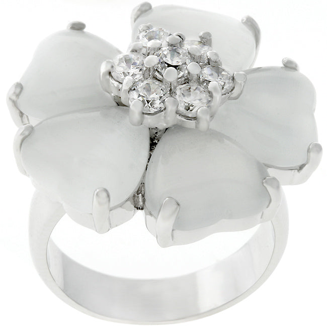 LOVCIA Timeless Floral Nouveau Rhodium Ring