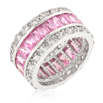 LOVCIA Elegant Triple Row Pink Eternity Band