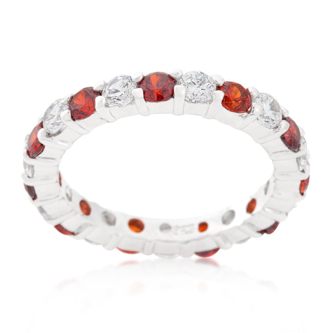 LOVCIA Garnet Cubic Zirconia Eternity Band in 925 Sterling Silver