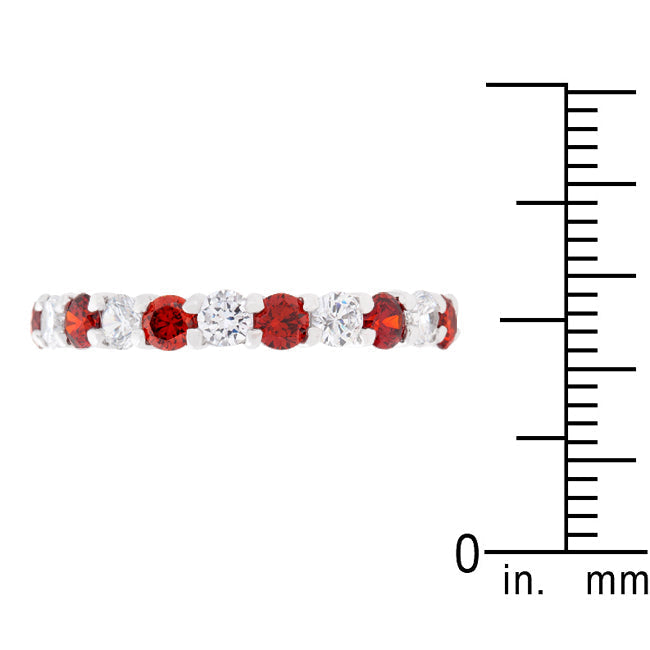 LOVCIA Garnet Cubic Zirconia Eternity Band in 925 Sterling Silver