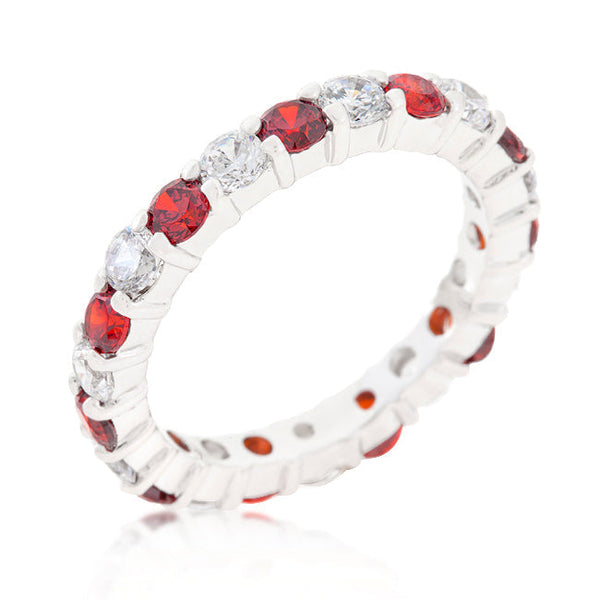 LOVCIA Garnet Cubic Zirconia Eternity Band in 925 Sterling Silver