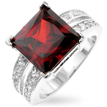 LOVCIA Royal Garnet Princess-Cut Engagement Ring