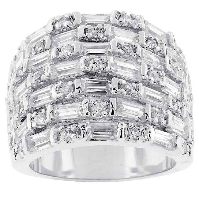 LOVCIA Dazzling Multi-Row Cubic Zirconia Statement Ring