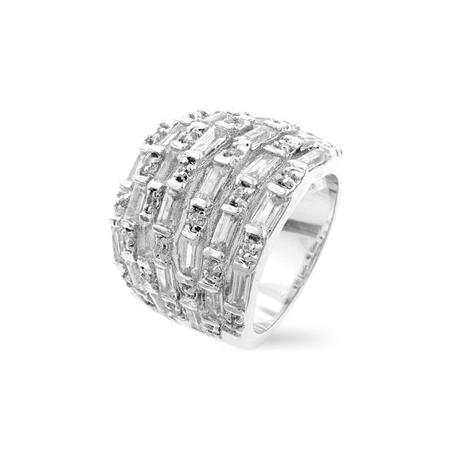 LOVCIA Dazzling Multi-Row Cubic Zirconia Statement Ring