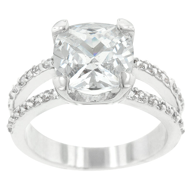 LOVCIA Radiant Double Band Cushion Cut Zirconia Engagement Ring