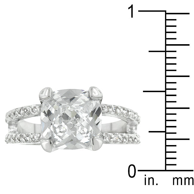 LOVCIA Radiant Double Band Cushion Cut Zirconia Engagement Ring