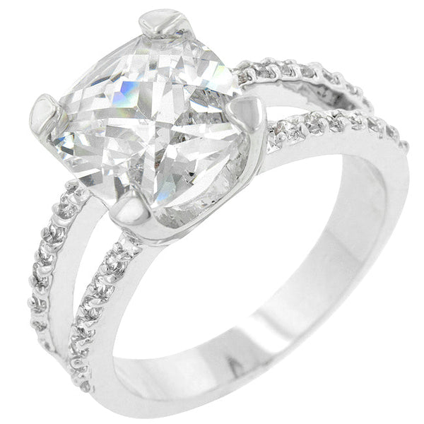 LOVCIA Radiant Double Band Cushion Cut Zirconia Engagement Ring