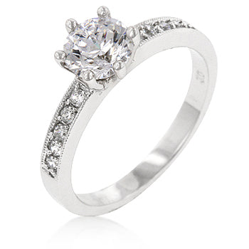 LOVCIA Elegant Petite White Engagement Ring with Side Stones