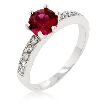 LOVCIA Elegant Red Garnet Engagement Ring with Platinum Luster