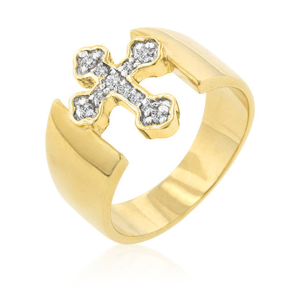 LOVCIA Elegant Two-Tone Cross Band Ring