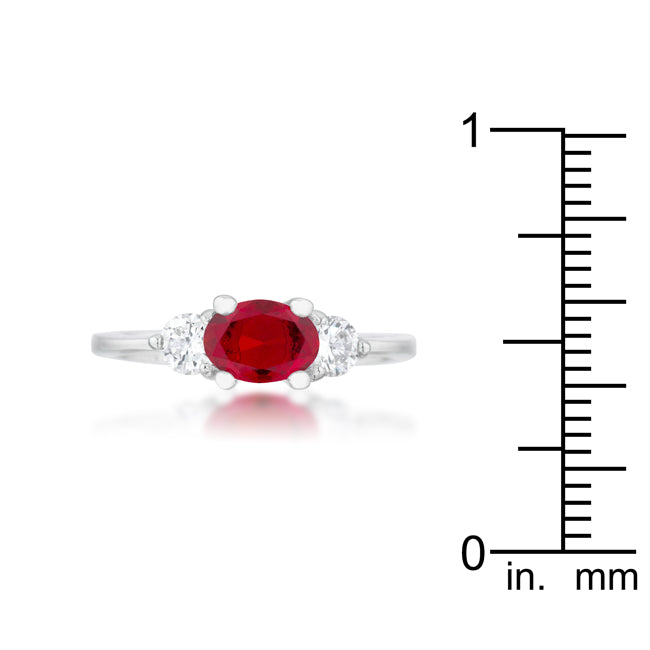 LOVCIA Elegant 1.2ct Garnet and CZ Oval Cut Rhodium Ring