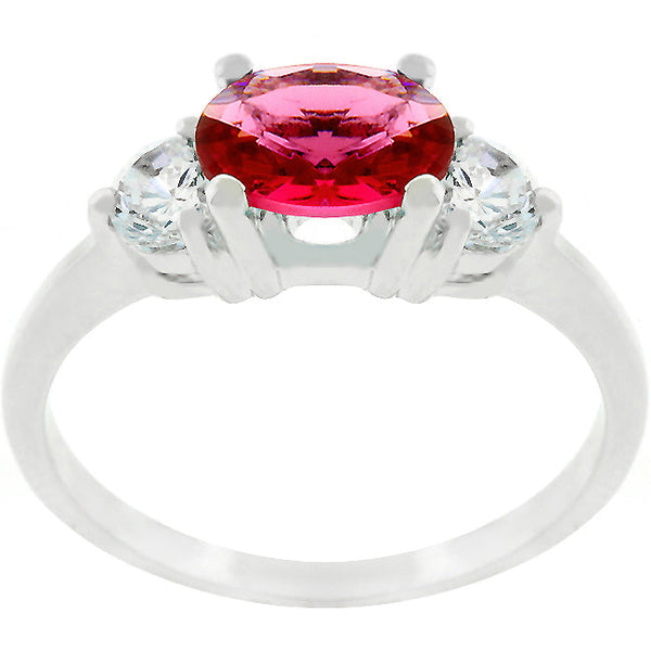 LOVCIA Ruby Shine Elegant Oval Cubic Zirconia Quartet Ring