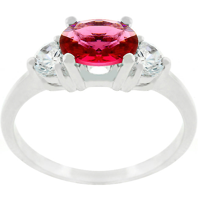 LOVCIA Ruby Shine Elegant Oval Cubic Zirconia Quartet Ring