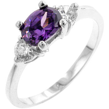 LOVCIA Signature Chic Elegant Oval Cubic Zirconia Rhodium-Plated Ring