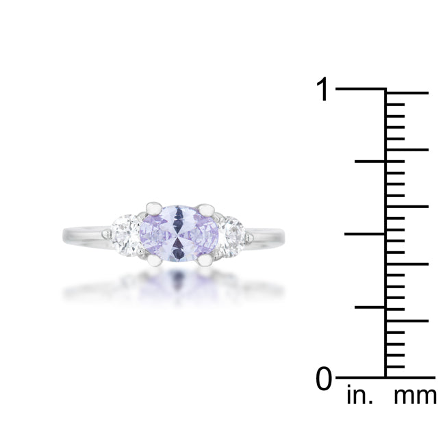 LOVCIA Lavender Oval Cut CZ Ring with Clear Accents in Rhodium