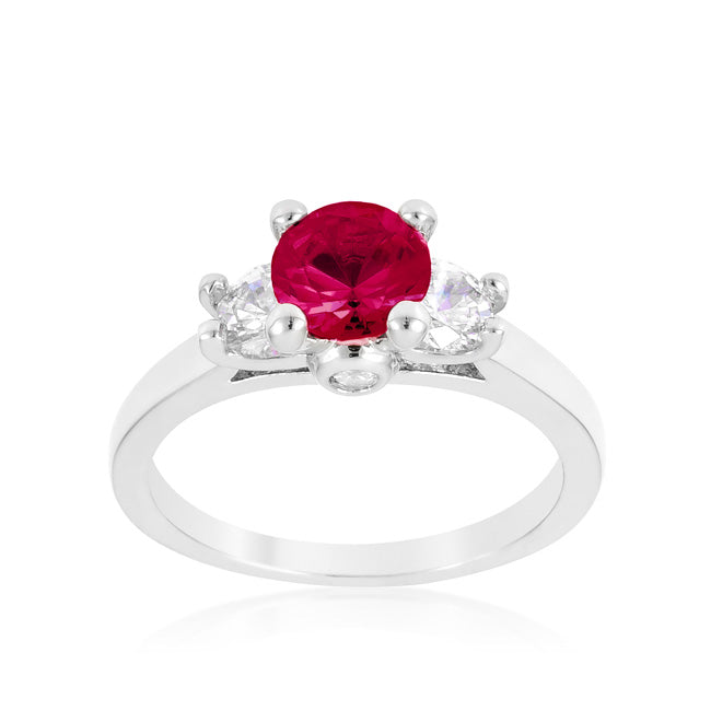 LOVCIA Elegant Three-Stone Pink Tourmaline Ring