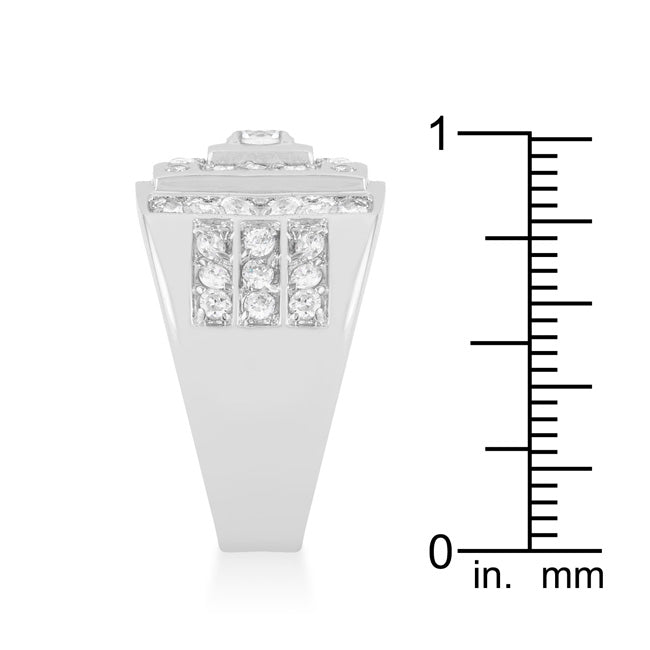 LOVCIA Glamorous Geometric Rhodium-Plated Zirconia Ring