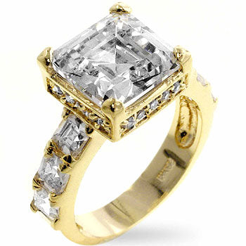 LOVCIA Golden Harmony: Music Box Engagement Ring with Luminous Cubic Zirconia