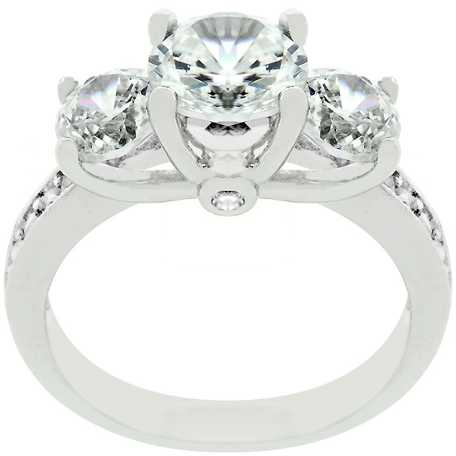 LOVCIA Elegant Cubic Zirconia Engagement Ring with Platinum Luster