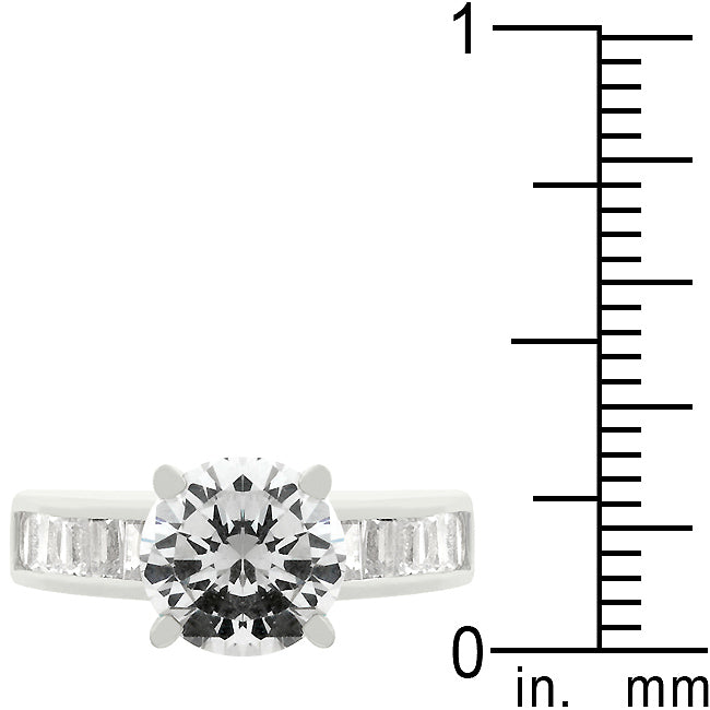 LOVCIA Timeless Rhodium-Plated Cubic Zirconia Engagement Ring