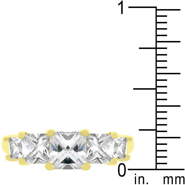 LOVCIA Golden 5-Stone Princess Cut Anniversary Ring