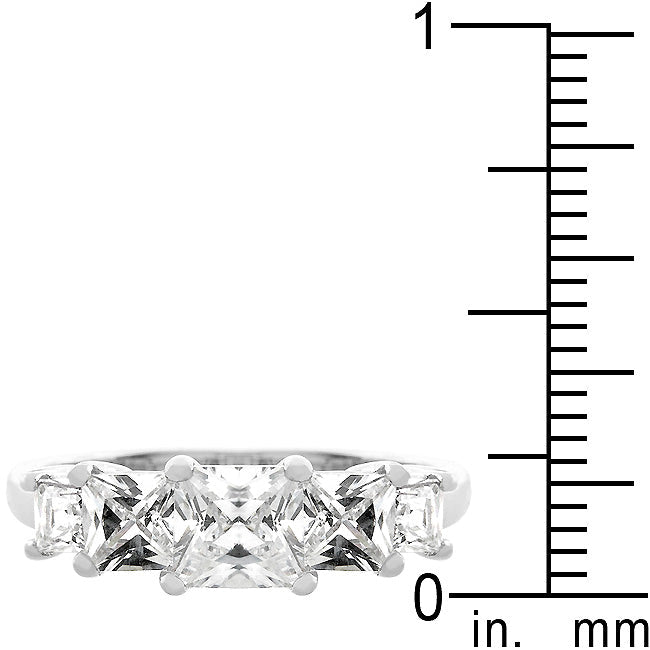 LOVCIA Stunning 5-Stone Princess Cut Rhodium Plated Anniversary Ring