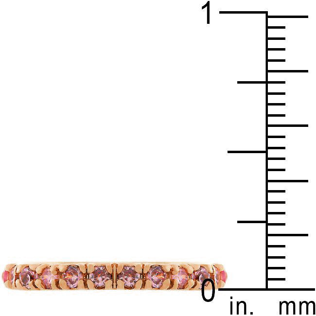 LOVCIA Elegant Rose Gold-Tone Pink Cubic Zirconia Eternity Band