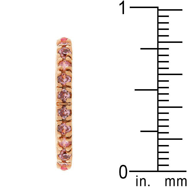 LOVCIA Elegant Rose Gold-Tone Pink Cubic Zirconia Eternity Band