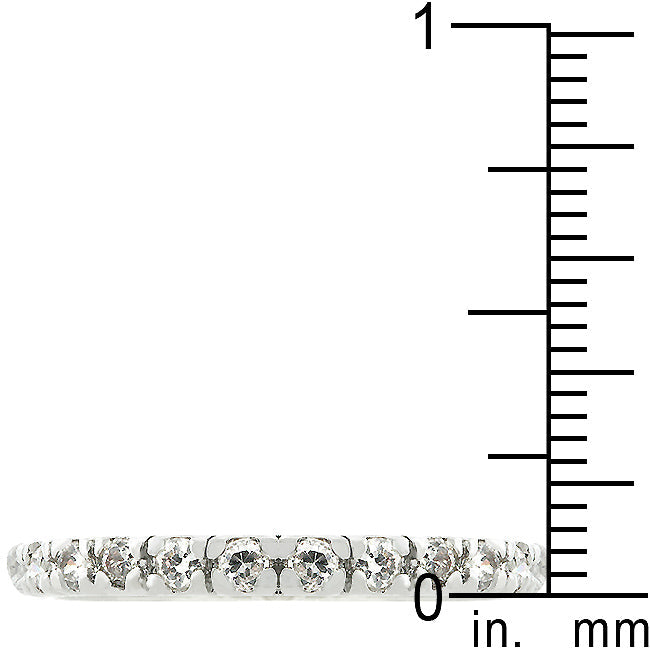 LOVCIA Sparkling Silver Tone Cubic Zirconia Eternity Band