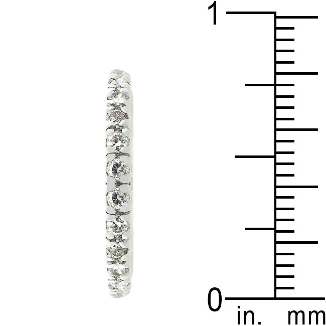 LOVCIA Sparkling Silver Tone Cubic Zirconia Eternity Band