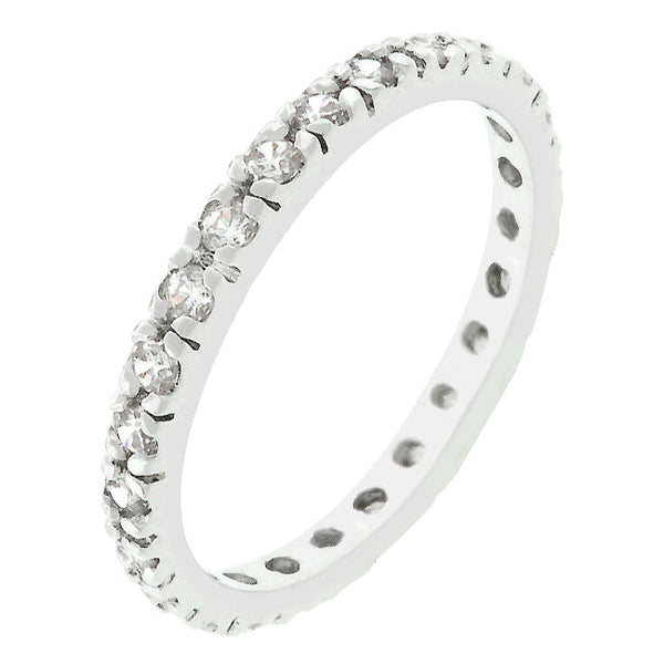 LOVCIA Sparkling Silver Tone Cubic Zirconia Eternity Band