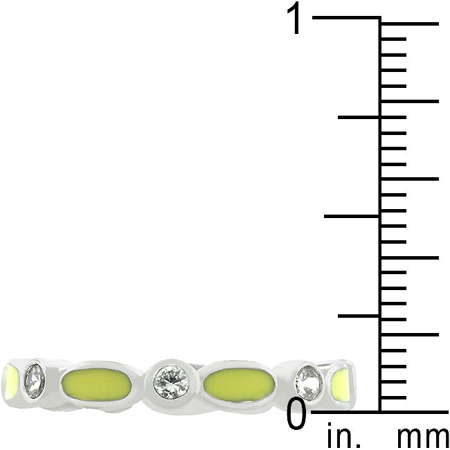LOVCIA Radiant Yellow Enamel Stacker Ring with Cubic Zirconia
